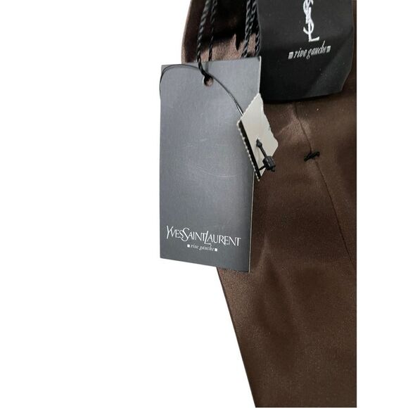 NWT YSL Rive Gauche Brown 100% Silk Necktie - Picture 7 of 13